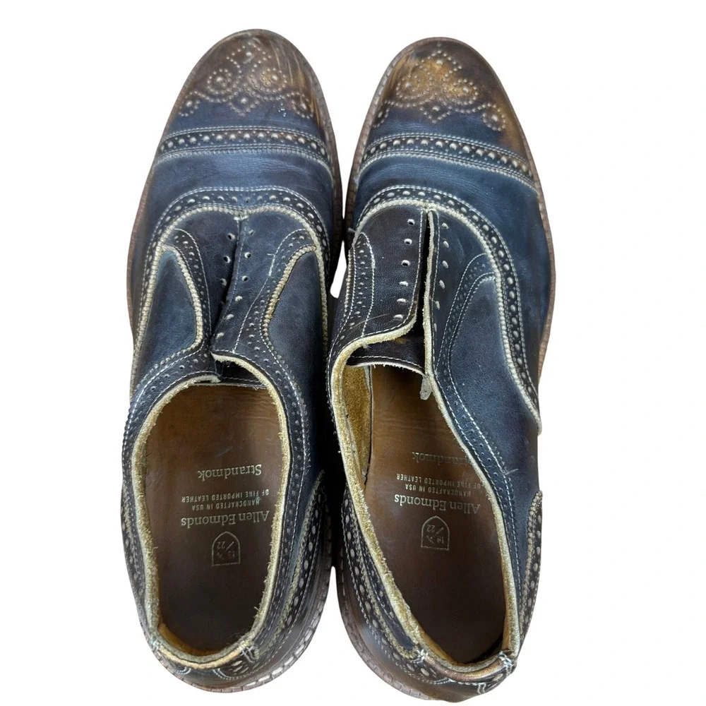 Allen Edmonds Strandmok Oxford Mens 9.5 D Brown Leather Brogue Cap Toe 4027